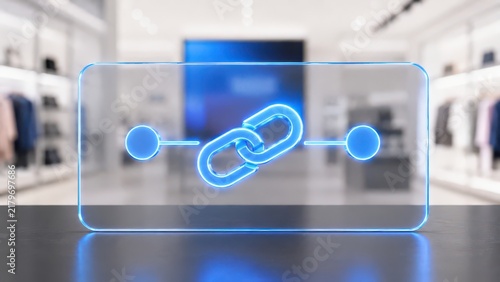Obraz na płótnie Transparent chain link connecting two blue nodes