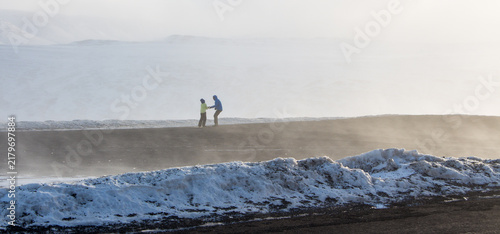 Obraz na płótnie Snowstorm and strong wind in Iceland