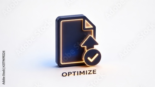 Obraz na płótnie Optimize document upload icon with approval check