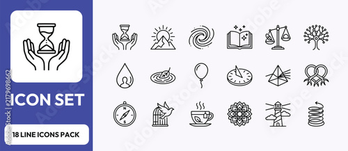 Fotografía Philosophy esoteric wisdom spiritual growth and universe line icons pack vector