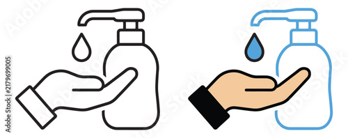 Hand Washing with Soap Dispenser Hygiene Icon Vector EPS file