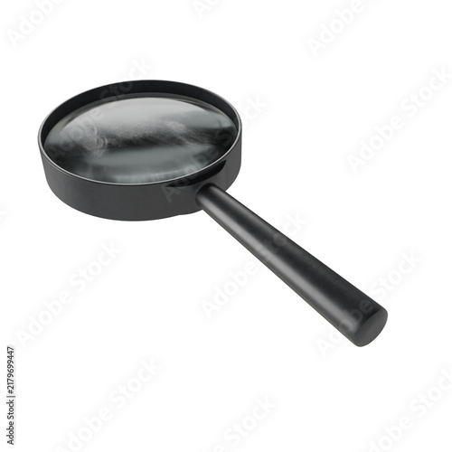 Black magnifying glass isolated on transparent background