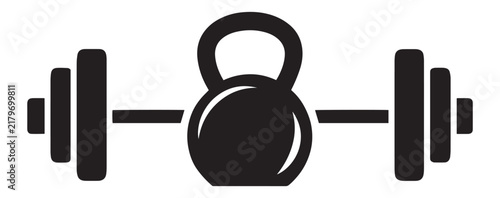 Barbell and Kettlebell Weightlifting Fitness Icons Vector image 