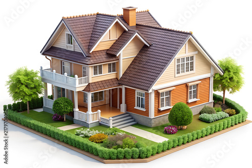 Contemporary Residential Building Rendered in Three Dimensions
