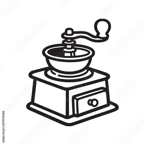 Vintage Manual Vegetable Salad Spinner Kitchen Tool Outline Vector Illustration Isolated White Background. 