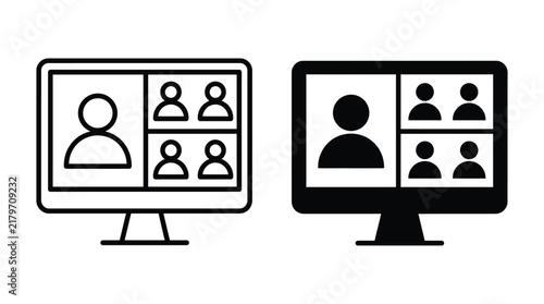 Video conference icon vector set