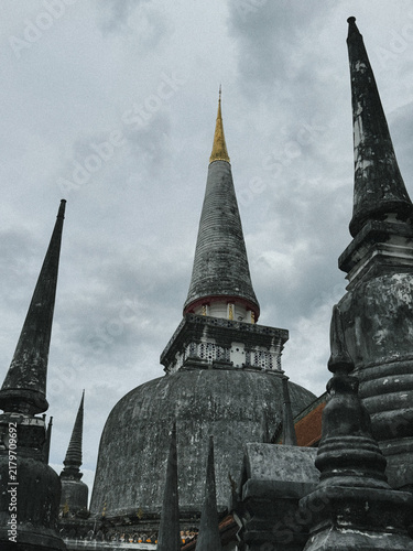 Canvastavla Nakhon Si Thammarat , Thailand , 30 July 2026 : Wat Phra Mahathat Woramahawihan is infamous world heritage buddha temple in Thailand