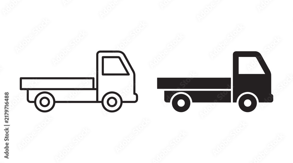 Fototapeta premium Truck icon vector flat set outline and solid style