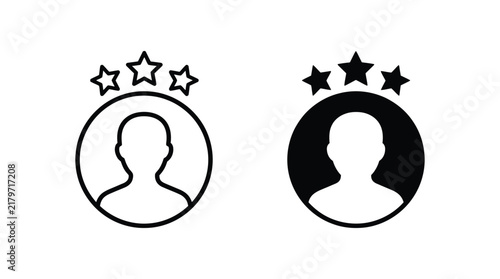 User profile icon vector set with stars