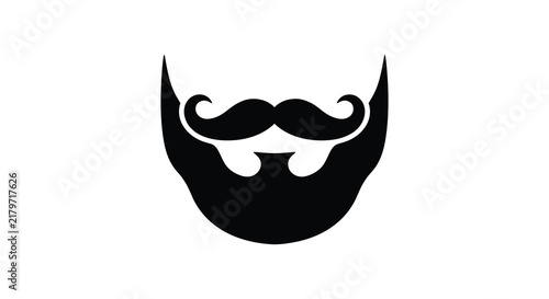 Konstfotografi Black silhouette of a mustache and beard against a white background silhouette