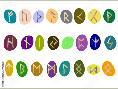 Elder Futhark Alphabet Collection Ancient Scandinavian Runes with Names and Symbols