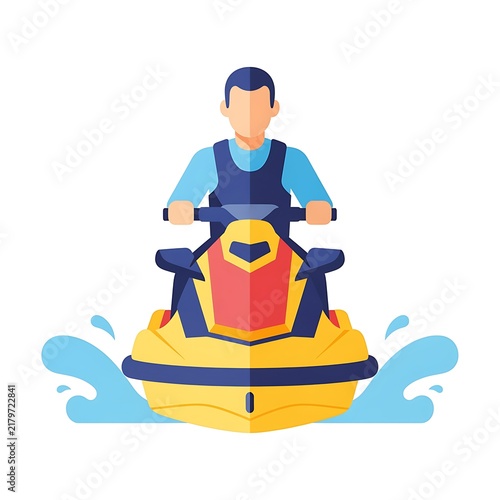 Jet Ski Rider Enjoying Summer Water Sports and Recreation Activity