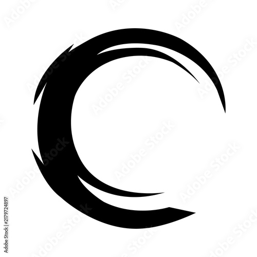 Abstract Crescent Moon Arrow Symbol Vector Illustration with Gold 3D Circle Shape, Night Sky Icon, Star and Light Design Element for Modern Background and Sign Concepts