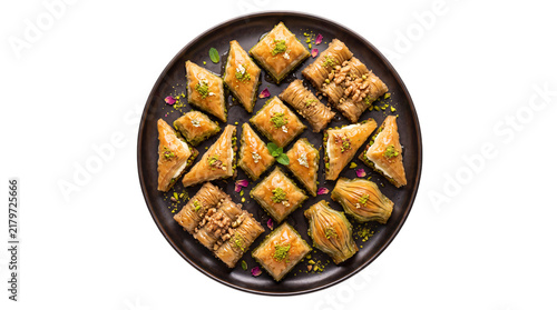 Canvastavla Assortment of traditional baklava png on isolated transparent background