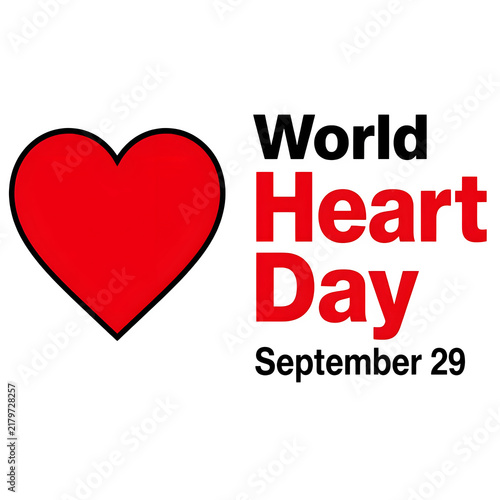 Vector graphic for a World Heart Day card and banner. Remember, it's on September 29.