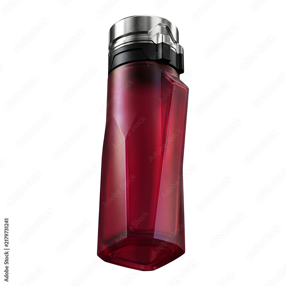 Obraz premium Modern Translucent Pink Sports Water Bottle with Metallic Cap Vector Illustration isolated on transparent background