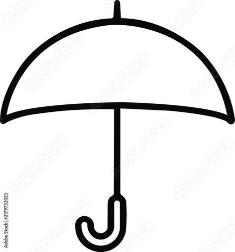 Minimalist umbrella thin line vector icon, simple weather and protection symbol outline illustration