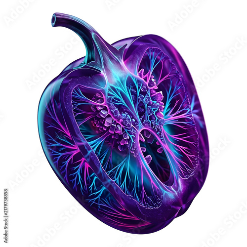 Abstract Glowing Human Heart with Vascular Structures, Futuristic Medical Illustration isolated on transparent background