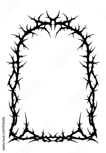 Foto Heavy Thorny Vine Arch Frame Vector with Aggressive Cyber-Sigilism Spikes