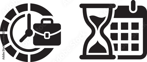Business time management and scheduling icons - vector illustration