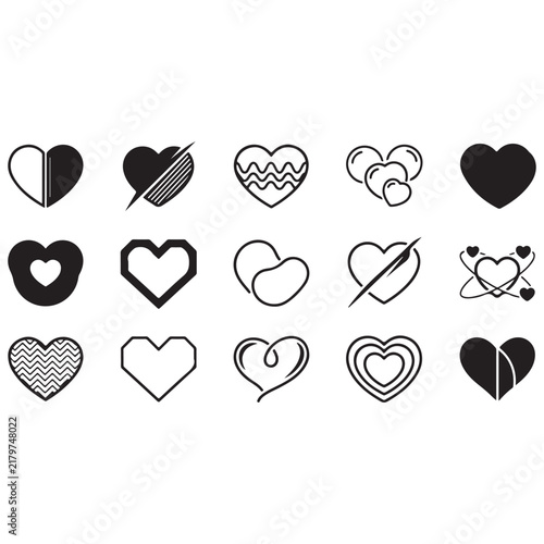 Abstract Geometric and Line Art Heart Vector Icons