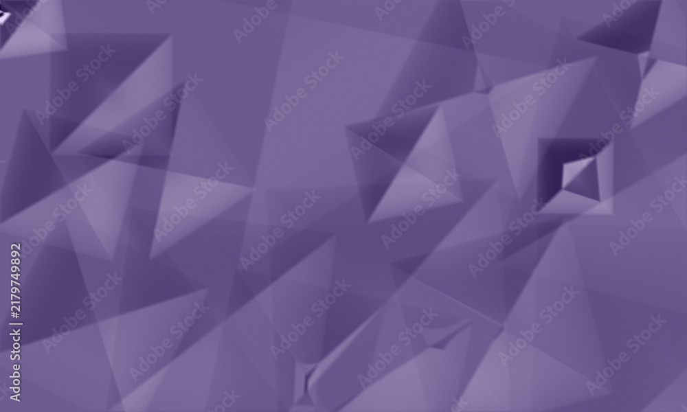 Fototapeta premium Crumpled paper abstract geometric background with overlapping purple triangular shapes and 3d pyramid structures