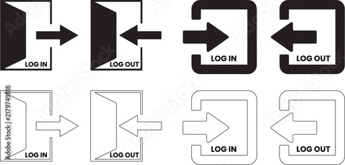 Obraz na płótnie set of Login and logout door icons with labels.