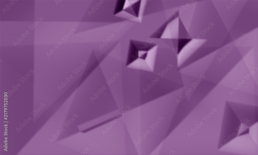 Fototapeta premium Crumpled paper abstract purple background with geometric pyramid shapes and soft shadows