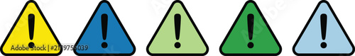 Colorful warning attention signs vector set