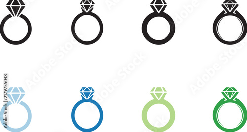 Diamond ring icon set vector design