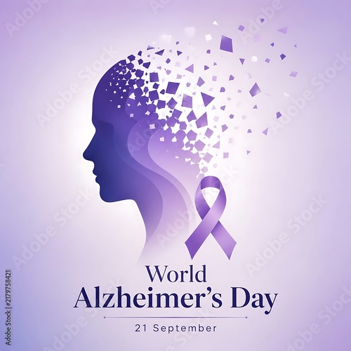 World alzheimer's day awareness illustration with ribbon