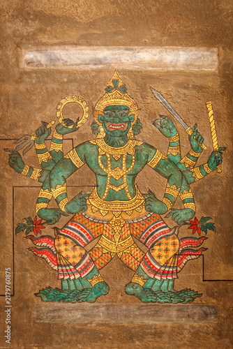 Bild auf Leinwand A mural Point massage at Wat Pho, Bangkok.