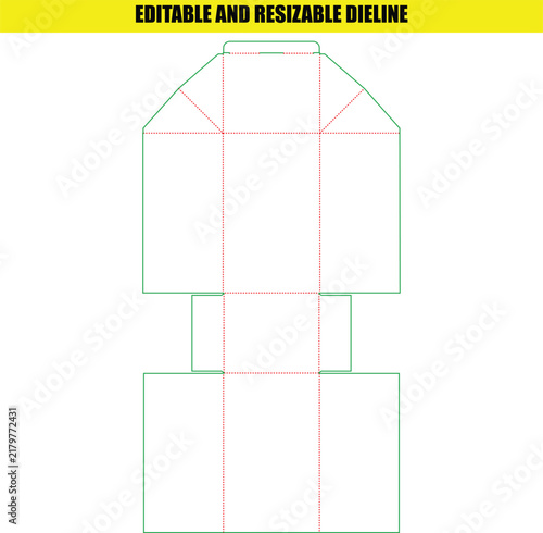 Professional box dieline template for product packaging design with clean lines and precise folding marks
