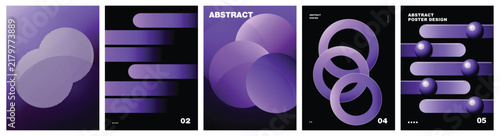 Abstract gradient background poster templates set of abstract posters with blue gradient shapes, geometric circles, and lines on for modern graphic design templates