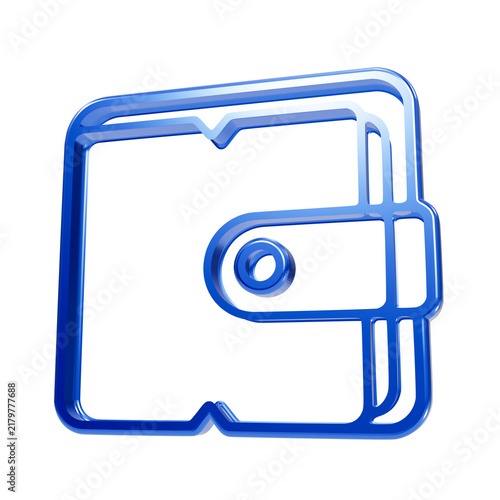 Obraz na plátně Glossy blue 3d wallet with rounded corners and a clasp closure rendered against