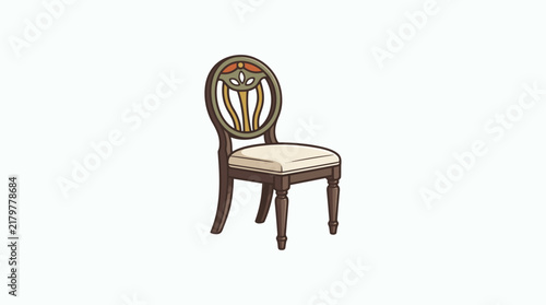 Vintage Inspired Wooden Chair Vector Logo with Colorful Retro Furniture Branding Style