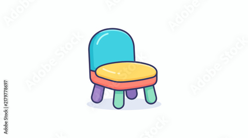 Cute Colorful Children’s Chair Vector Logo for Kids Furniture Store and Playroom Branding