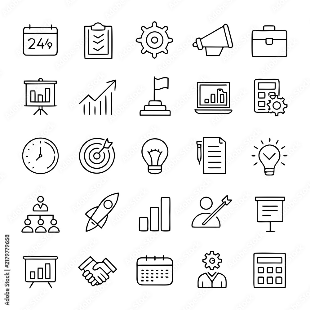 Fototapeta premium Icon Set, Premium Editable Vector Icons Collection, Business and Management Symbols, Modern Outline Design. with Graphic