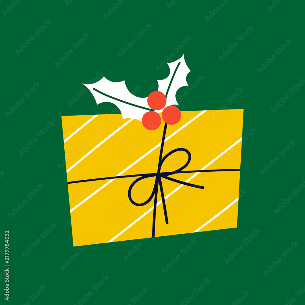 Obraz premium Christmas present with a ribbon social ads template vector