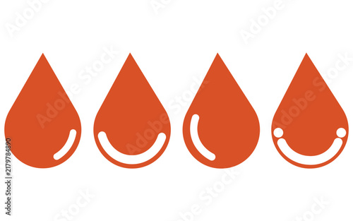 Set of orange drop icons isolated on transparent background flat vector illustration for graphic design projects web interface elements or mobile app UI.