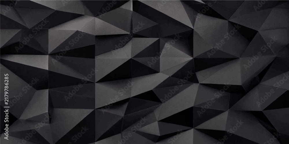 Fototapeta premium Low poly abstract geometric polygonal dark gray faceted mosaic background with modern sculpted texture vector artwork