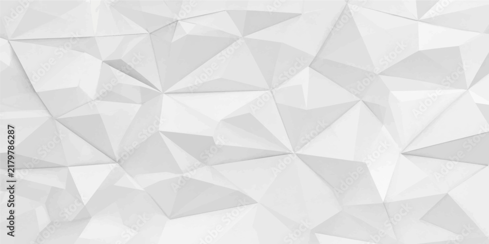 Fototapeta premium Low poly abstract geometric polygonal white gray faceted mosaic background with modern folded texture vector artwork