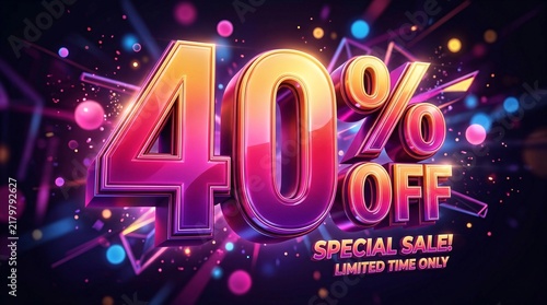 Obraz na płótnie 3D Gradient 40 Off Special Sale Text Effect