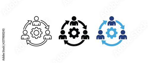 Team Workflow Operations Management Vector Icon Set