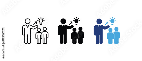 Business Mentoring Idea Presentation Vector Icon Set