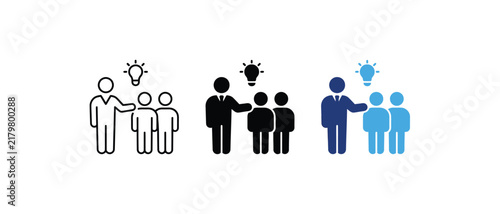 Mentoring Leadership Idea Training Vector Icon Set
