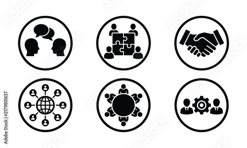 Human Interaction and Soft Skills Solid Icon Set, Corporate Diversity, Conflict Resolution, Mentoring, Communication and Workplace Culture Vector Symbols for HR.