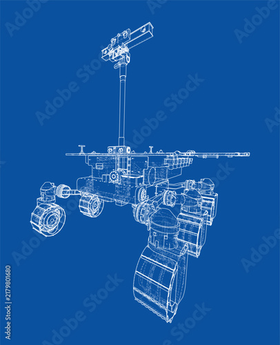 Mars rover blueprint illustration. Vector