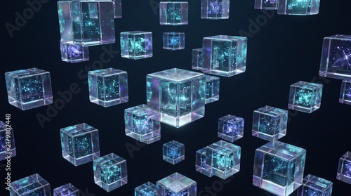 Glowing neural network with blue and purple connections