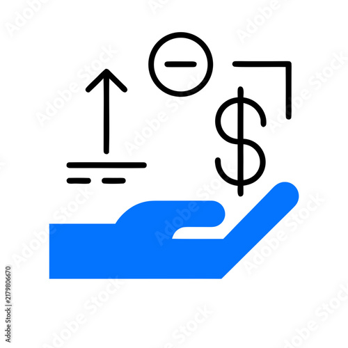 save money icon, salary money, invest finance, hand holding dollar, line symbols on white background - editable stroke vector illustration on white background